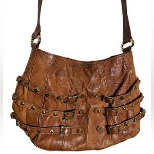 Treesje camel stud buckle crossbody bag